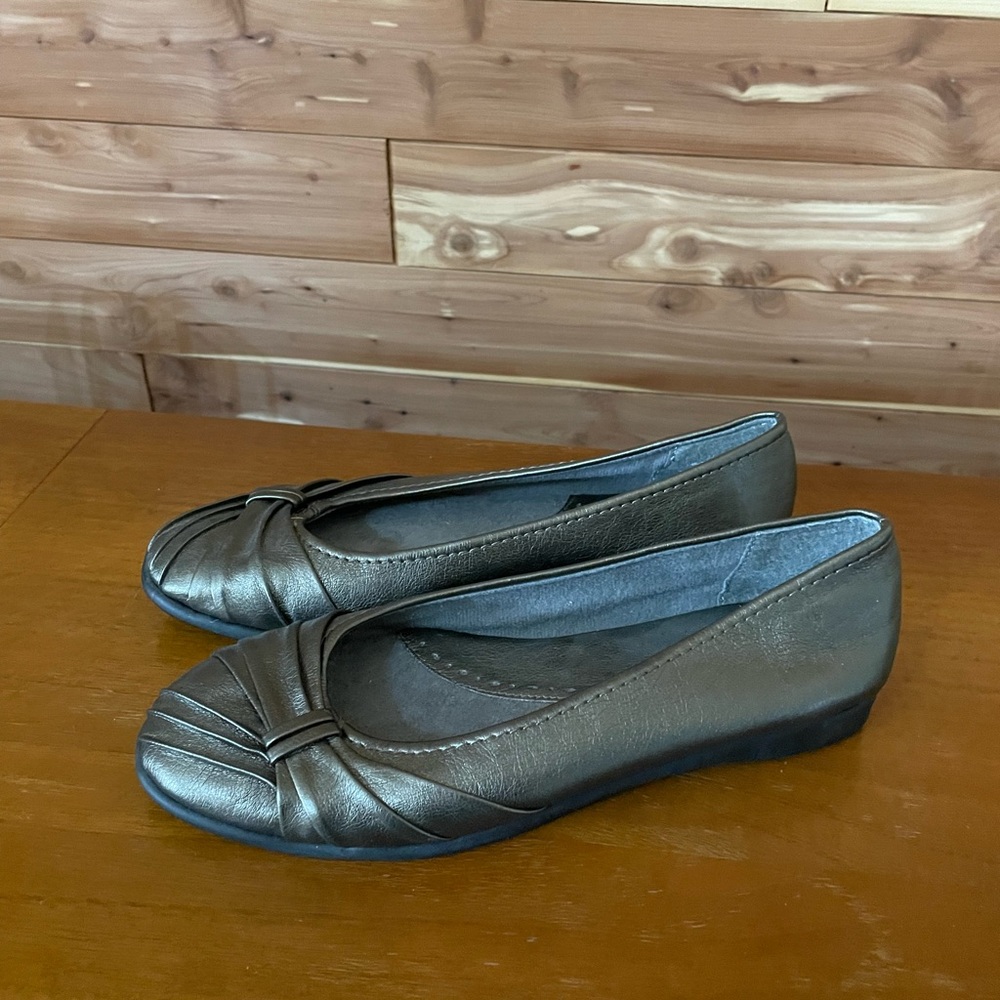 easy street Metallic Bronze Wedge Flats
